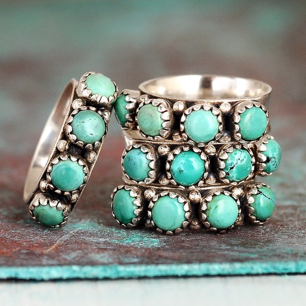Boho Türkis Ring, Sterling Silber Ring für Frauen, Stein Ring, Daumenring, Edelsteinring, westlicher Schmuck