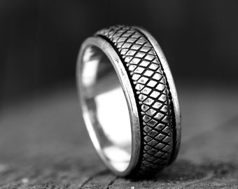 Schlangenring, Spinner Fidget Ring Männer, Sterling Silber Ring Meditation Sorgen Angst Ring, Unisex Herren