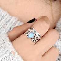 Labradorite Stars and Moon Fidget Ring | Sterling Silver Spinner Ring ...