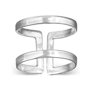 Bague double anneau, articulation d'articulation, anneau de pouce réglable, bague en argent sterling pour femme, bague géométrique simple, bague tendance image 3