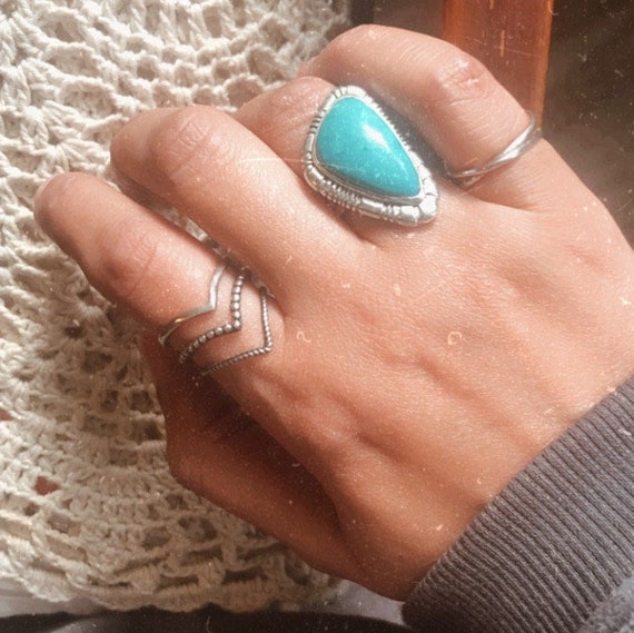 Vintage Blue Sandstone Butterfly Ring 10*14MM Natural Turquoise Ring 925  Sterling Silver Rings for Women Fine Jewelry Gift
