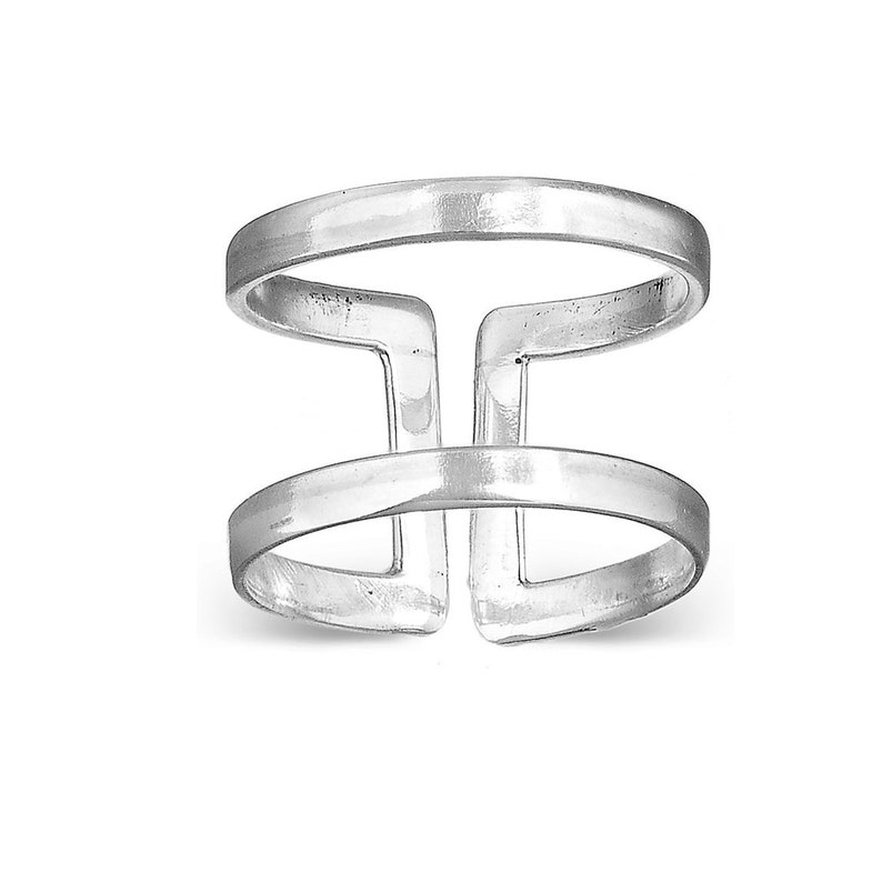 Bague double anneau, articulation d'articulation, anneau de pouce réglable, bague en argent sterling pour femme, bague géométrique simple, bague tendance image 3