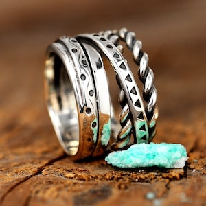 Boho Statement Ring, Sterling Silver Ring for Women, Chunky Ring, Long ...