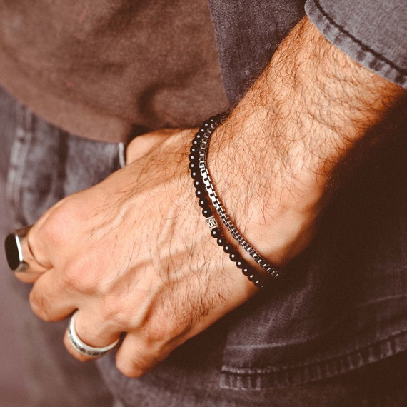 Men's Box Chain Bracelet - Sterling Silver