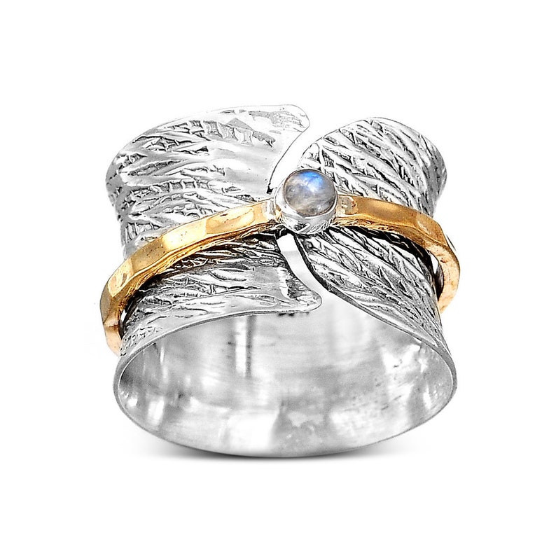 Spinner Ring, Sterling Silver Moonstone Ring for Women, Meditati Spinner Ring, Sterling Silver Moonstone Ring for Women, Meditati