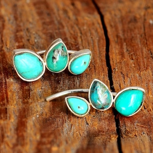 Turquoise Earrings Ear Climber Crawler Sterling Silver Boho Gemstone Teardrop, Pair of Earrings image 3