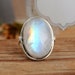 Rainbow Moonstone Ring, Sterling Silver Rings for Women, Boho Simple Ring with Big Stone, Birthstone Gemstone Ring Jewelry
