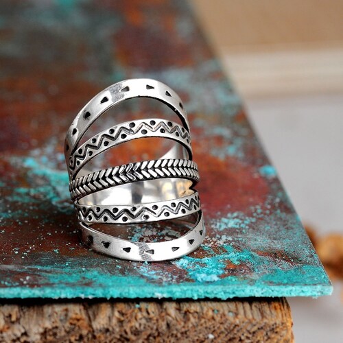 Boho Statement Ring Sterling Silver Ring for Women Chunky Etsy
