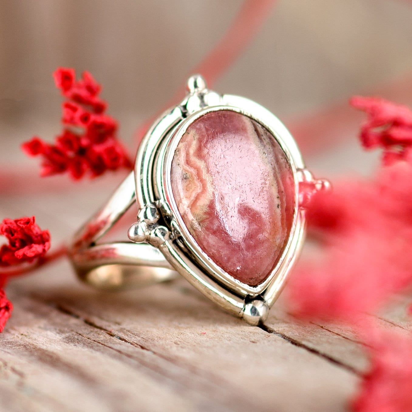 SILVER925 RHODOCHROSITE STONE RING/シルバー Rhodochrosite Ring - Etsy