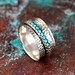 Turquoise Spinner Ring, Sterling Silver Ring for Women, Meditation Ring with Stone, Worry Fidget Ring Band, Oxidized Silver Hammered Ring 