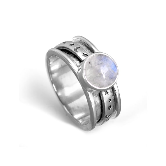 Mood Ring Anxiety Fidget Ring 925 Sterling Silver Spinning Mother