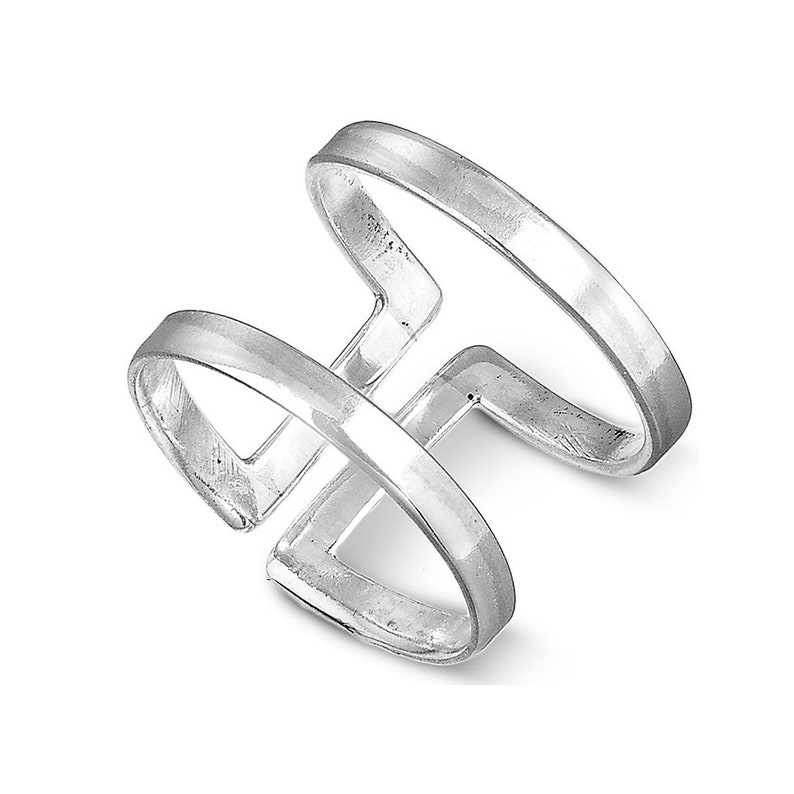 Bague double anneau, articulation d'articulation, anneau de pouce réglable, bague en argent sterling pour femme, bague géométrique simple, bague tendance image 8