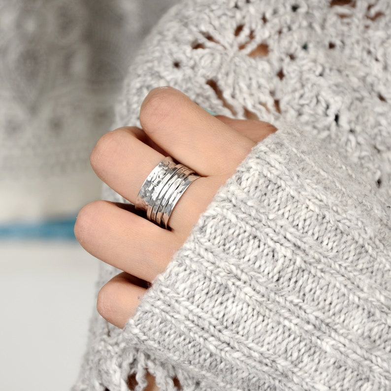 Spinner Ring Sterling Silver Ring for Women Boho Chunky | Etsy