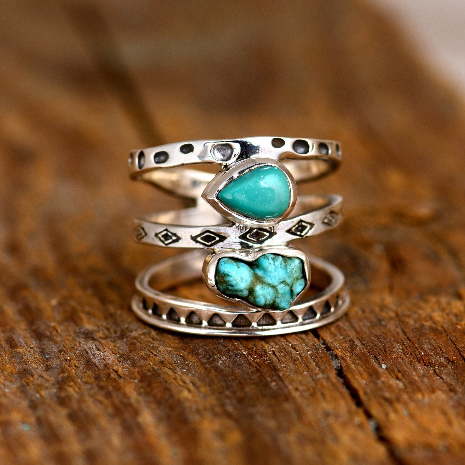 Authentic Two Stone Turquoise Ring