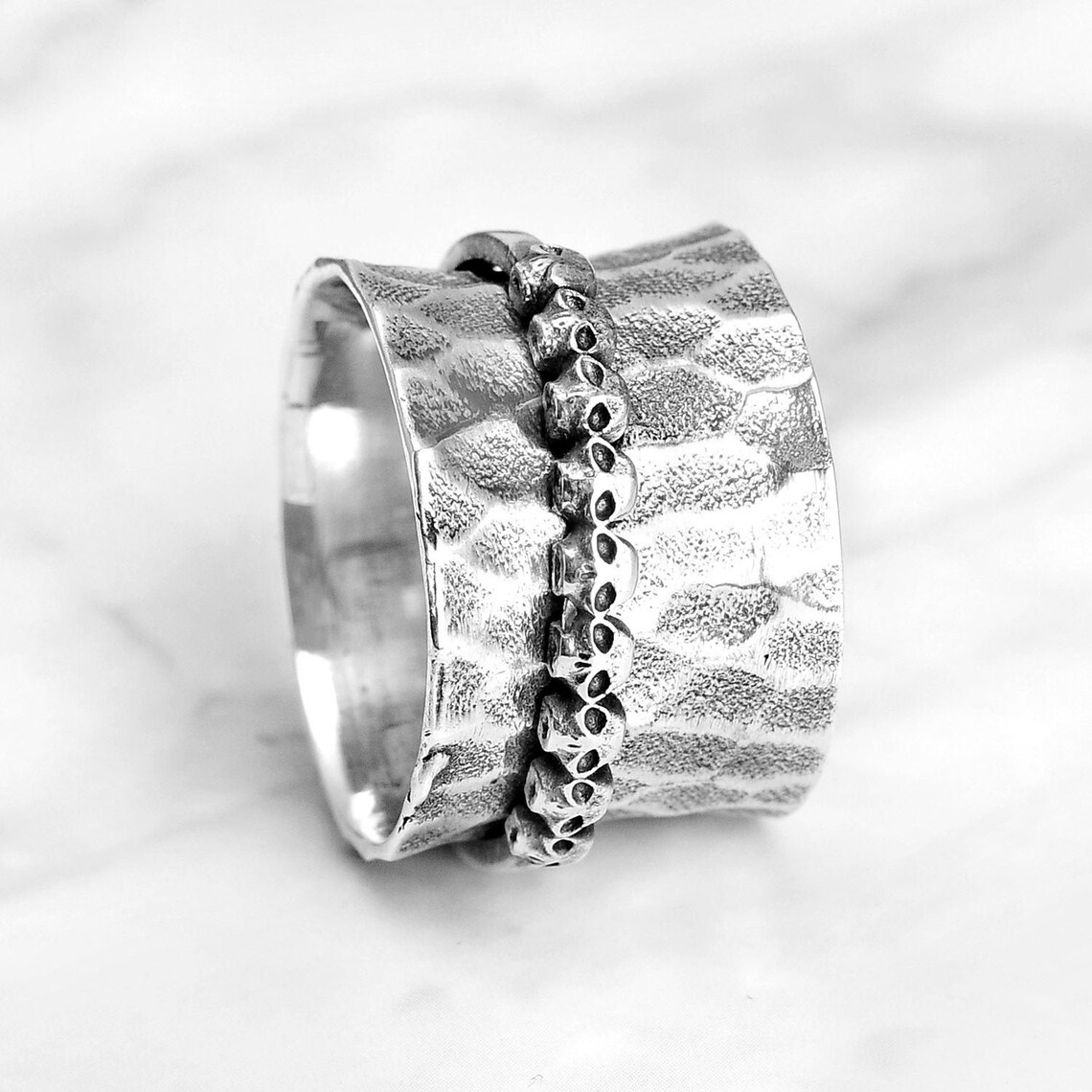 Skull Spinner Ring for Women and Men Sterling Silver Fidget Etsy