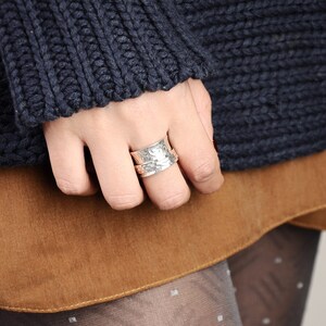 Spinner Ring, Worry Ring, Sterling Silver Ring for Women, Boho Chunky Ring, Wide band Fidget Ring, Ethnic Handmade Meditation Ring, image 6