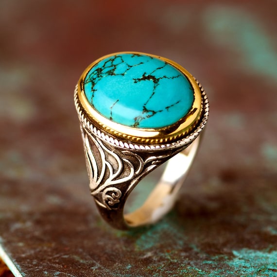 Turquoise jewelry 2024 mens rings