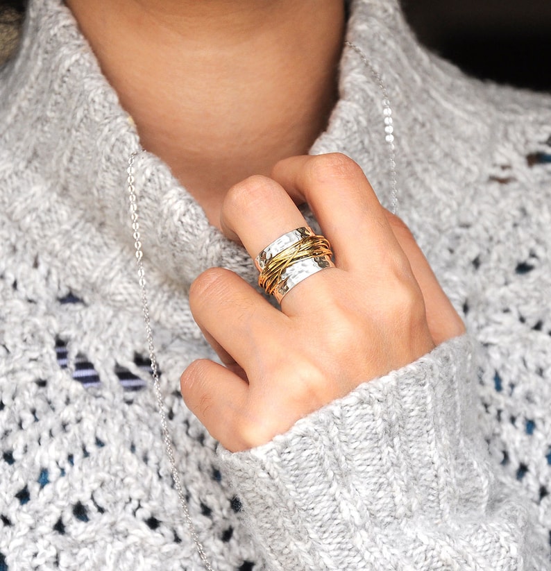 Statement Ring Wide Band Simple Ring Hammered Ring Etsy