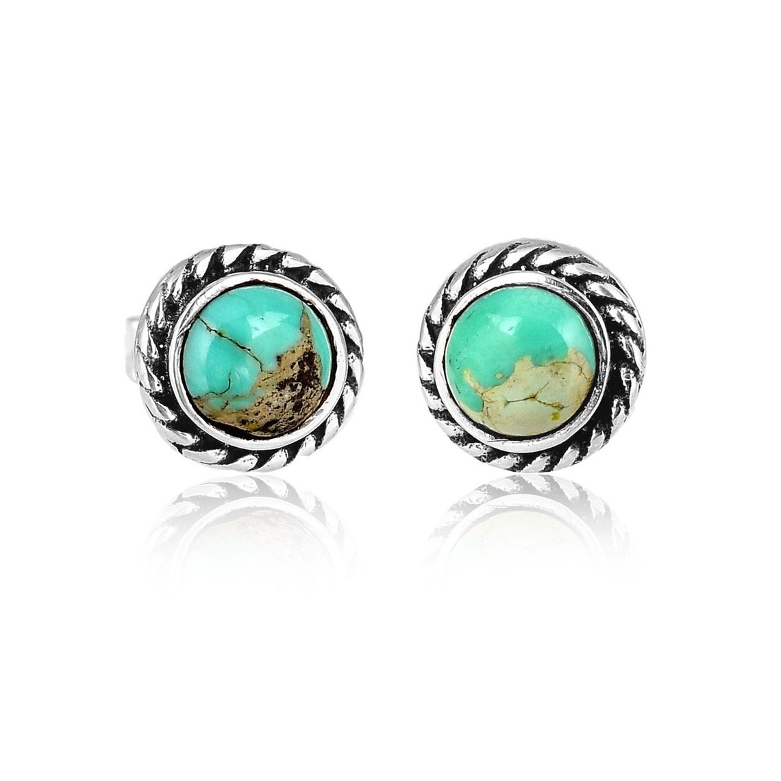 Turquoise Earrings Sterling Silver Cartilage Stud Earrings | Etsy