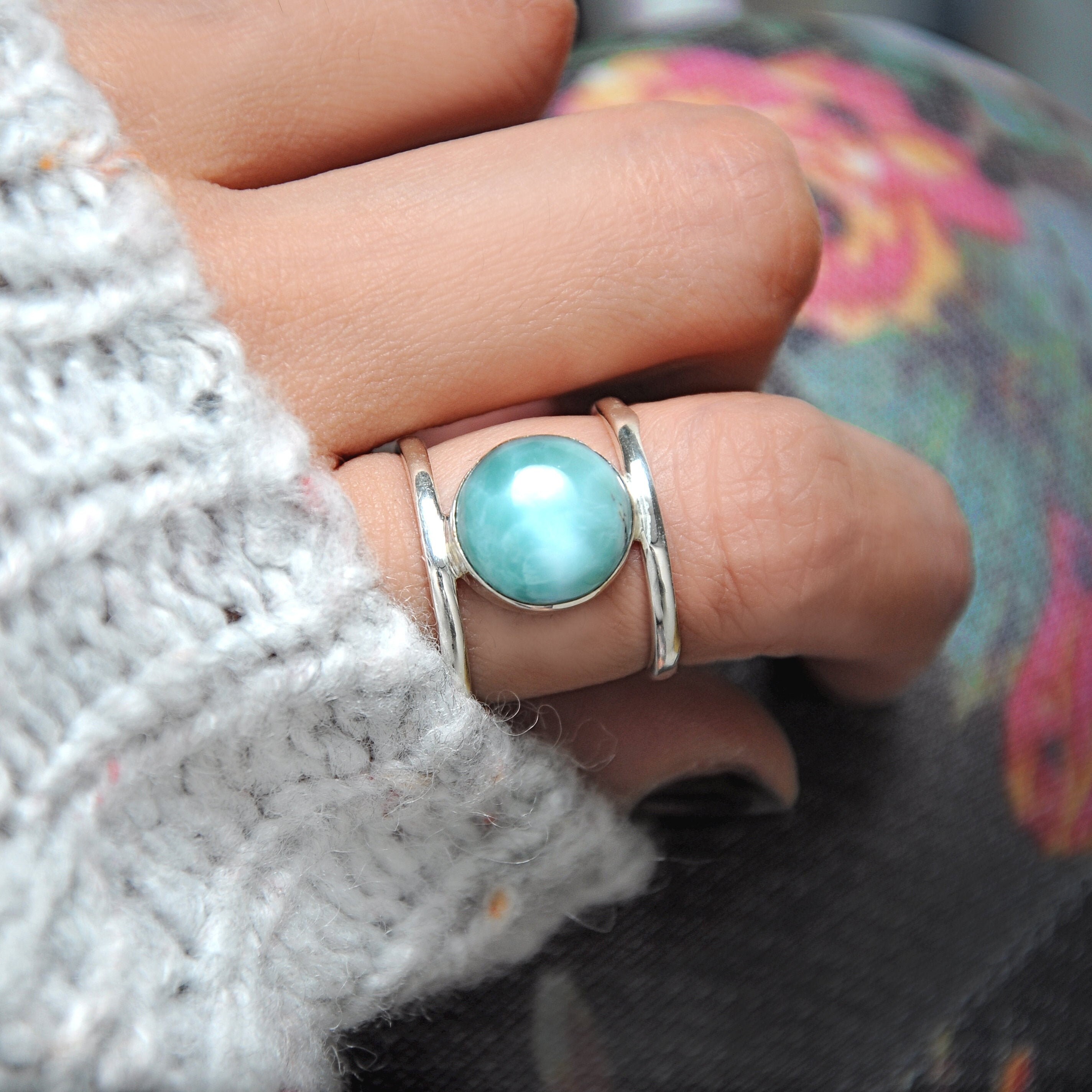 Larimar Ring 925 Sterling Silver Ring Handmade Ring Worry Anneau Toutes Tailles AM-781 