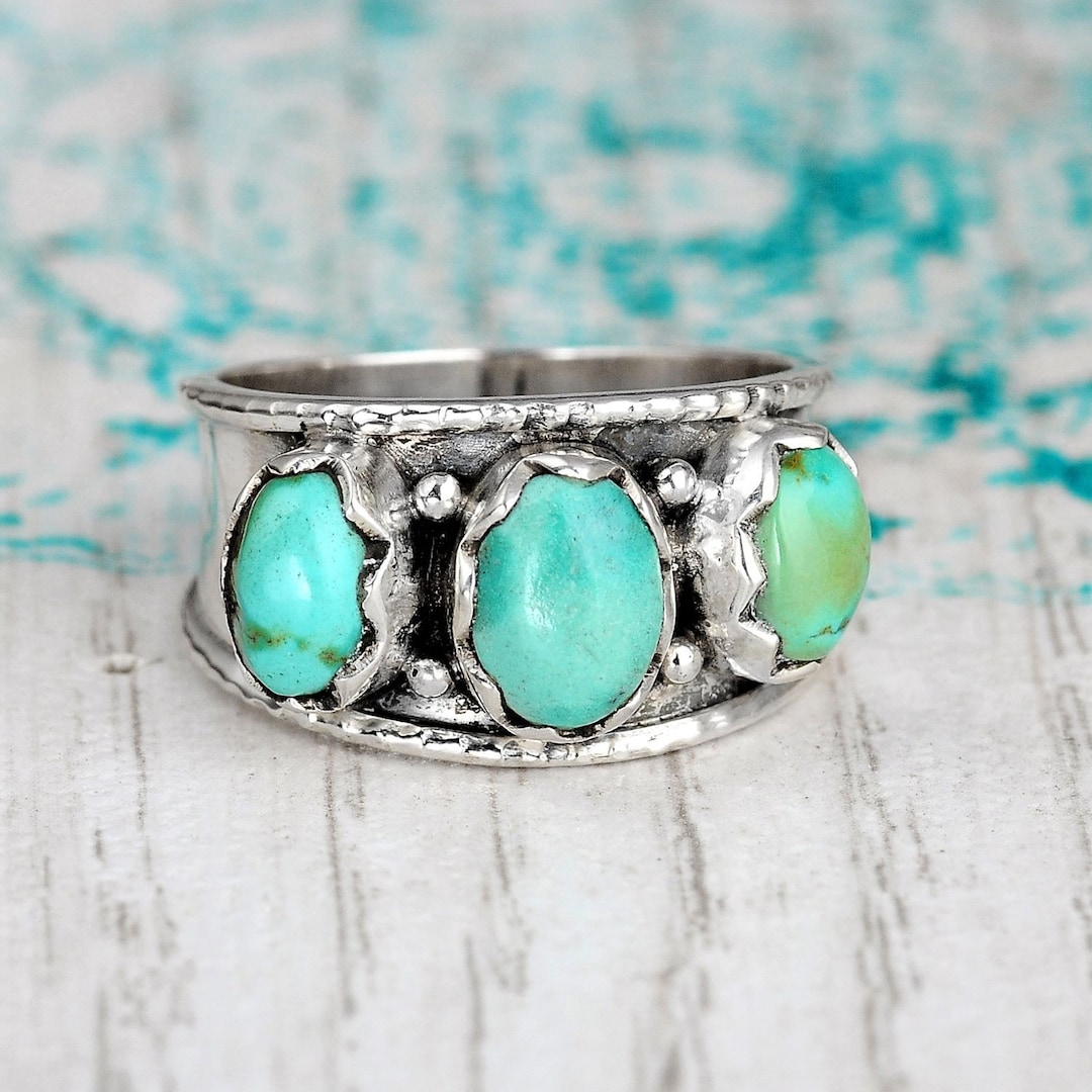 Three stone turquoise best sale ring
