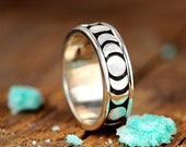 Moon Phase Spinner Ring for Women, Sterling Silver Crescent Moon Ring, Meditation Fidget Ring, Boho Celestial Jewelry