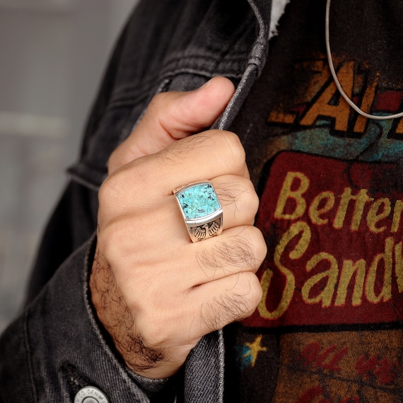 Eagle Turquoise Ring for Men Sterling Silver