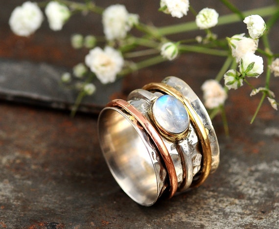 Moonstone spinner ring deals