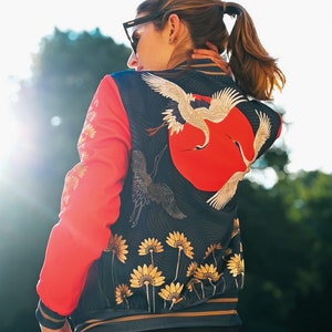 Designer Bomber Jacket women men The Cranes Are Flying costume vintage top adult hipster psy japanise art creative artistic blouse zip best