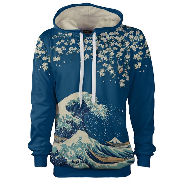 Sweat à capuche Great Wave off Kanagawa femmes hommes Hokusai Katsushika surf vintage japonais art portable vêtements confortables grande taille fleurs