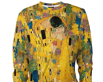 Klimt The Kiss Sweatshirt women men wearable art vintage clothing unisex artistic luxury hoodded mustard designer yellow crewneck sweater