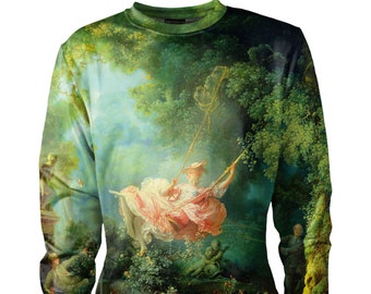 The Swing Sweatshirt women Fragonard vintage clothing unique plus size designer painting clothes artistic jumper men crewneck botanical