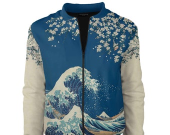 The Great Wave off Kanagawa Bomber Jacket – Hokusai Art, Cherry