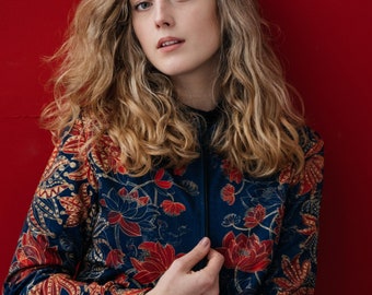 Spiritual Red Mahakala on Black – Tibetan Bomber Jacket, Bold Statement Fashion for Style Icons