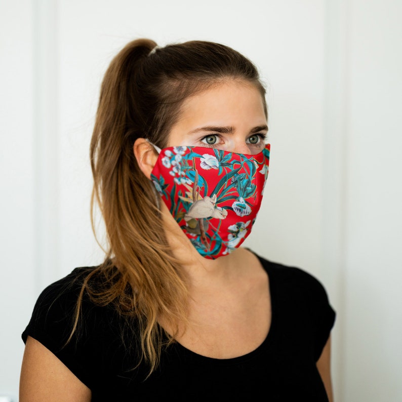 Red Face Mask women face mask mens face mask Red Lovebirds Etsy
