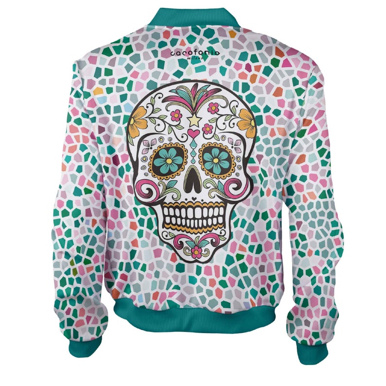 Santa Muerte Bomber Jacket women men halloween costume adult mexican art psychedelic zip psy unisex blouse frida best scull vintage clothing
