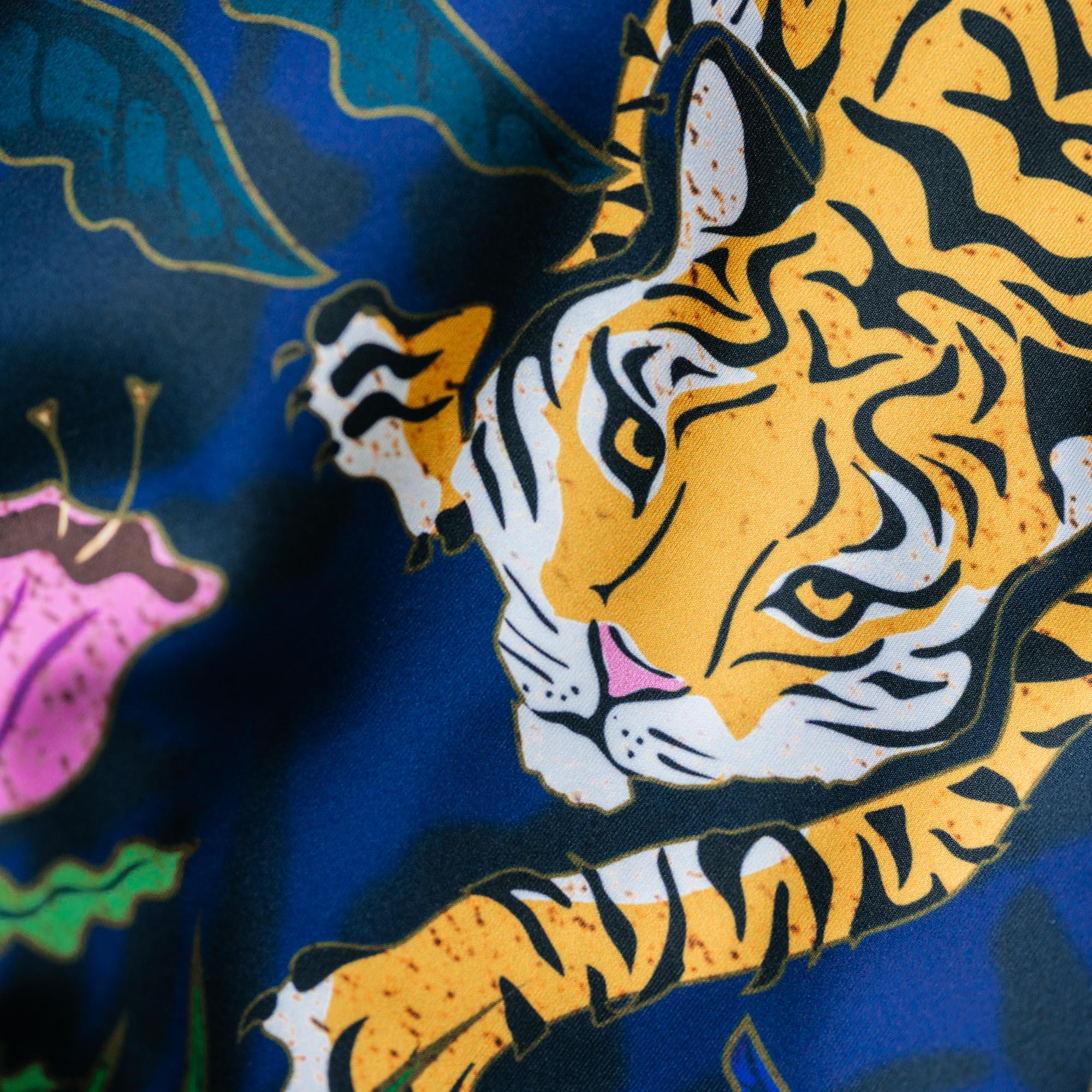 Midnight Blue Tiger Bomber Jacket – Jungle-inspired Animal