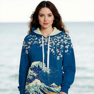 Great Wave off Kanagawa Hoodie – Japanese Floral Art, Unisex Fit