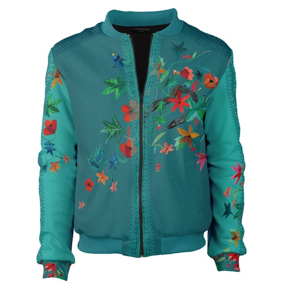 Mexican Floral Embroidered Jeans Jacket. Mexican Artisanal