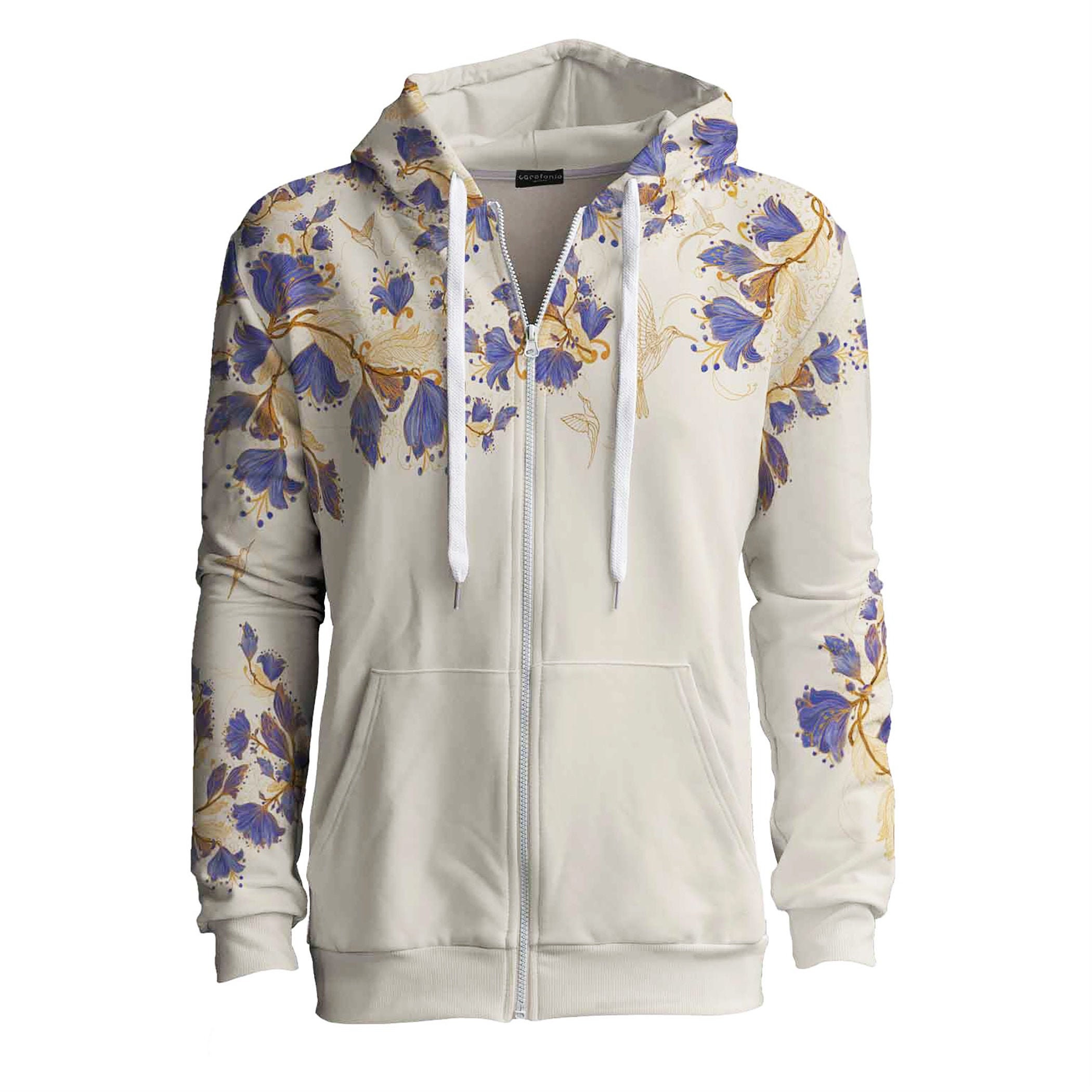 Floral Zip up Hoodie Designer Vintage Clothing Unique Sweatshirt