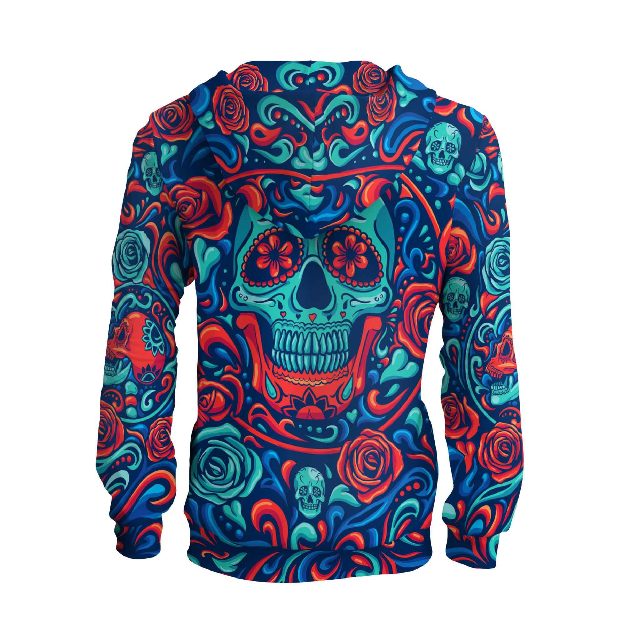 Sugar skull zip up hoodie sale