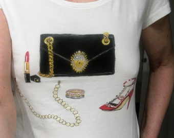 Hand painted couture jewelry t-shirt for woman