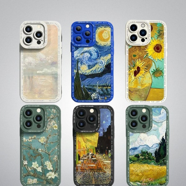 Art iPhone Case, Oil Painting iPhone Case, Starry Night Phone Case, Silicone Cover Case For iPhone 11 12 13 14 15 Pro Max