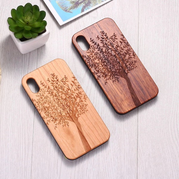 Real Wood Wooden Tree Nature Plant Carved Cover Case For iPhone 5 5S SE 6 6S 7 8 Plus X XS XR Max 11 12 13 14 Pro Max