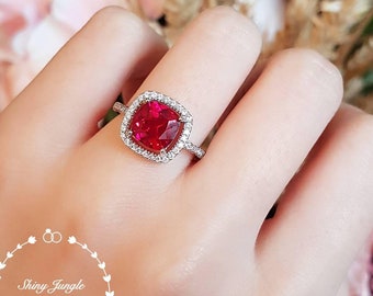 Square ruby and diamond ring deals