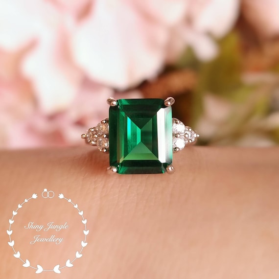 Statement Emerald Ring Emerald Cut 8 Carats 1210mm Lab Simulated Emerald Similar Design to Meghan Markle s Ring at Her Royal Wedding Etsy Canada