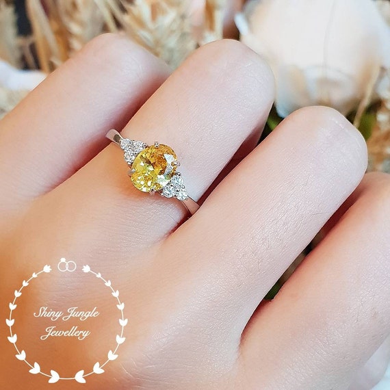 yellow stone diamond ring