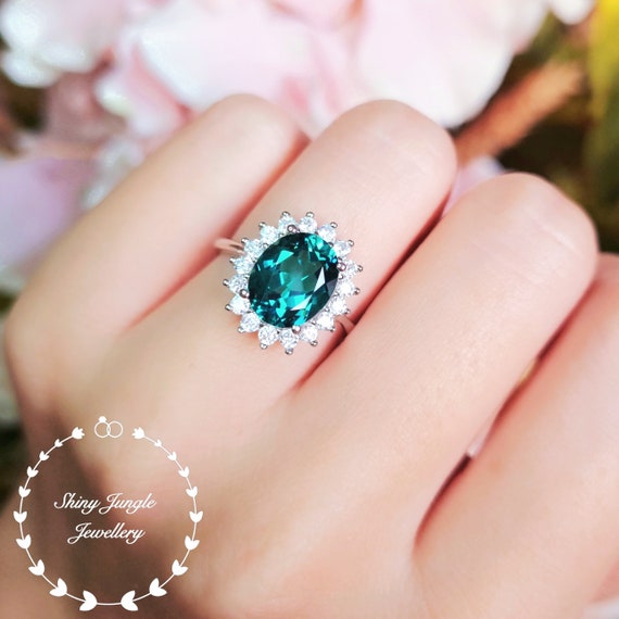 Certificated Indicolite Tourmaline Luxury Engagement Gold Ring W/ Diamond  or CZ, Dainty Classic Cluster, Genuine Gemstone October Birthstone - Etsy