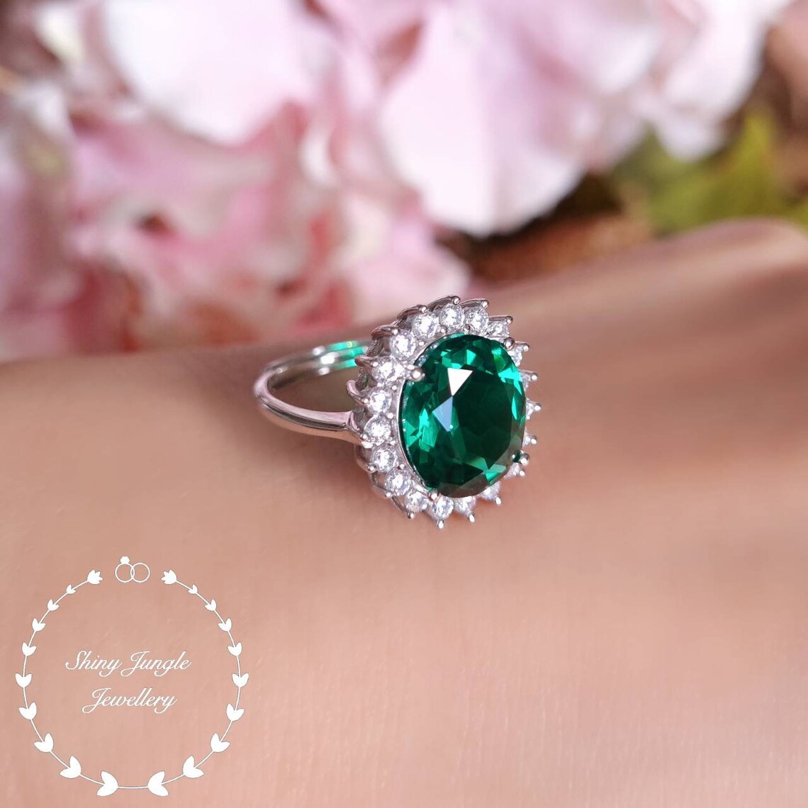 Statement 6 Carats Muzo Green Lab Simulated Emerald Ring Oval Etsy