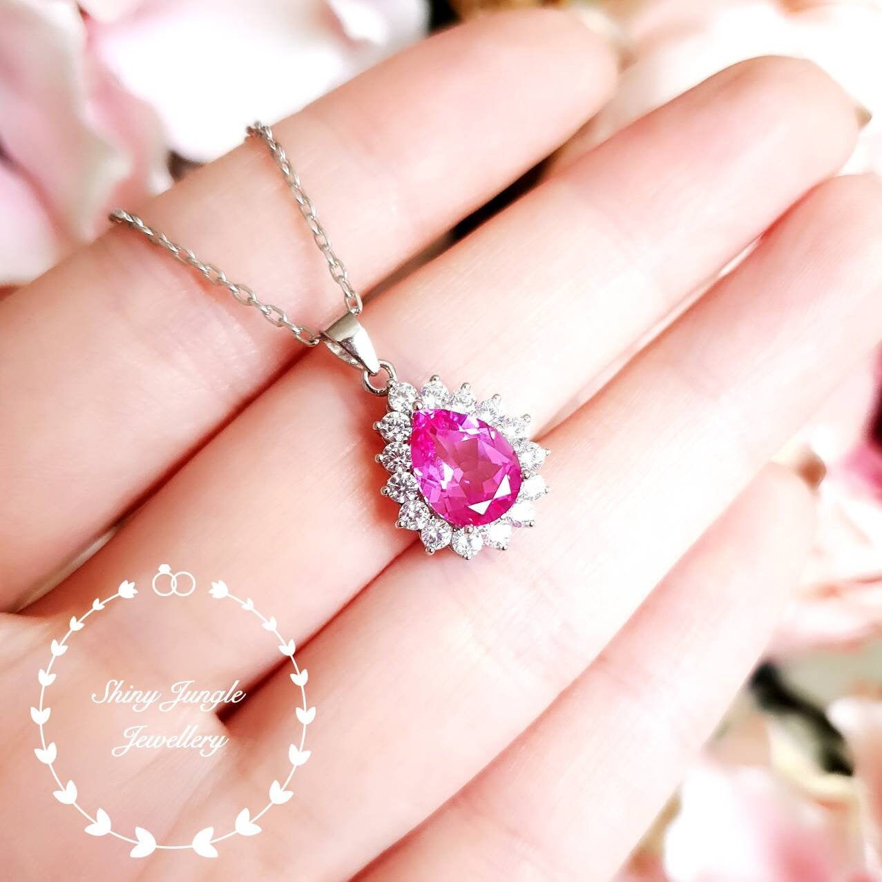 Pear Shape Pink Sapphire Necklace - Jewelry Designs